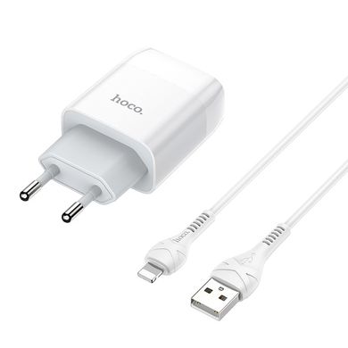 Сетевой блок питания HOCO C73A Glorious Lightning 1m 2USB 2.4A (EU) white