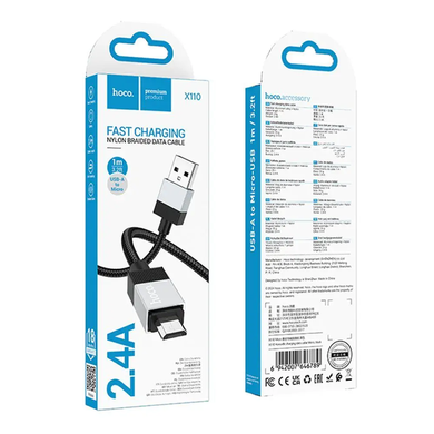 USB кабель Hoco X110 Micro 2.4A 1m black
