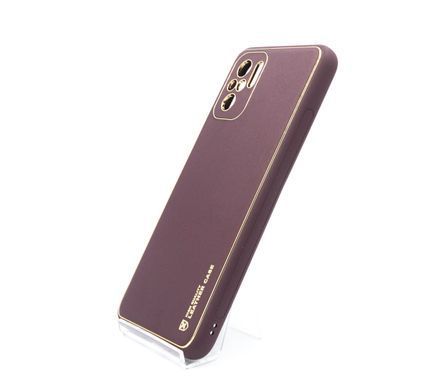 Чохол шкіра Xshield для Xiaomi Redmi Note 10/Note 10S plum red Full Camera
