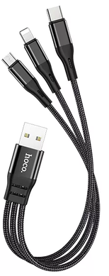 USB кабель Hoco X47 Harbor 3in1 Lightning+Micro+Type-C 2.4A 0.25m black