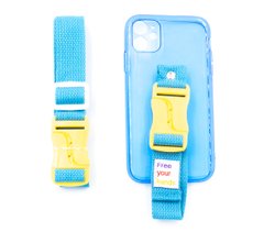 Чохол Handfree для iPhone 11 (6.1") blue з кольоровим ремінцем