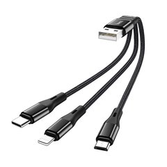USB кабель Hoco X47 Harbor 3in1 Lightning+Micro+Type-C 2.4A 0.25m black