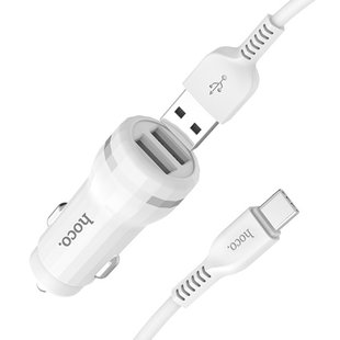 Автомобильное зарядное устройство HOCO Z27 Staunch Type-C 1m 2usb 2.4A white