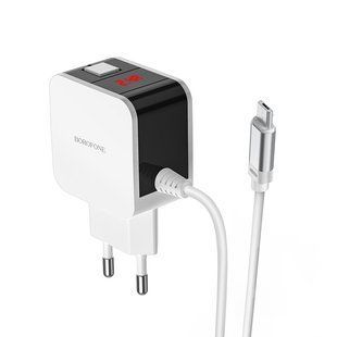 Мереживий зарядний пристрій Borofone BA41A Power Lake Micro 2usb/2,4A/1m/LED (EU) white
