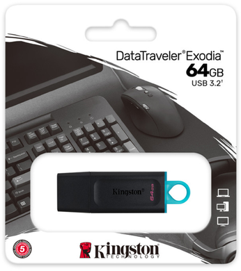 USB флеш накопитель Kingston DT Exodia 64GB USB3.2 black+Teal