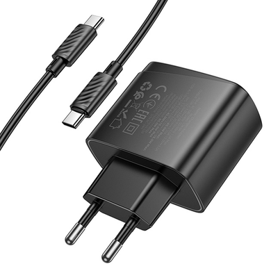 Мережевий зарядний пристрій Hoco CS63A 1USB/1USB-C PD65W/QC GAN+Type-C to Type-C black