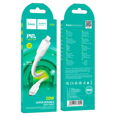 PD кабель Hoco X84 PD 20W Type-C to Lightning 1m white