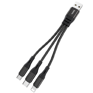 USB кабель Hoco X47 Harbor 3in1 Lightning+Micro+Type-C 2.4A 0.25m black