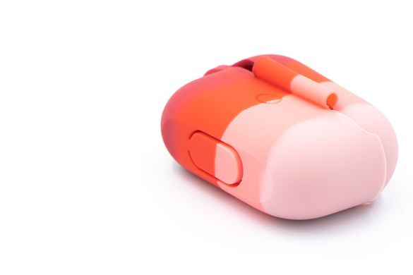 Чохол for AirPods Pro силіконовий Colorfull + карабін pink/red box