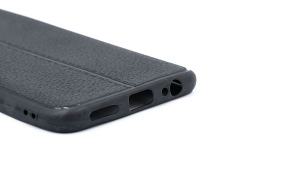TPU чехол фактурный для Xiaomi Redmi Note 9 black имитация кожи