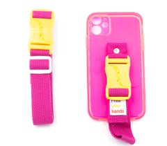 Чохол Handfree для iPhone 11 (6.1") pink з кольоровим ремінцем