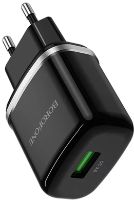 Мережевий зарядний пристрій Borofone BA36A QC3.0 1usb (EU) black