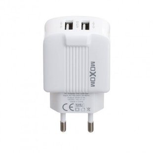 Сетевое зарядное устройство MOXOM KH-47 Lightning 2 USB 2.4A white