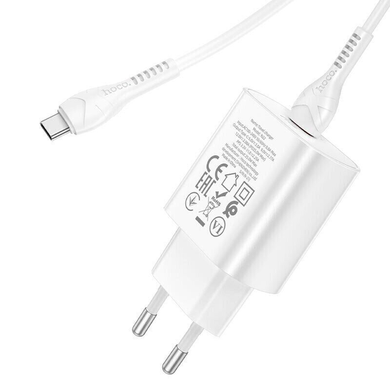Сетевое зарядное устройство Hoco N22 Jetta 1USB-C/PD25W/TypeC-to-Type-C white