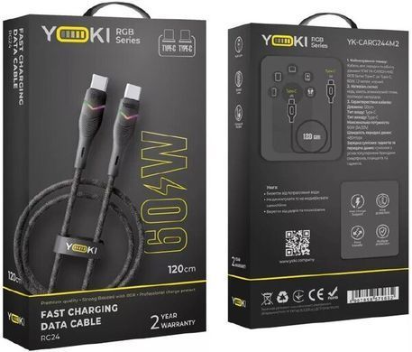 Кабель YOKI RGB YK-RG24 Type-C to Type-C 60W 1.2m black