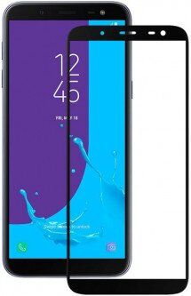 Защитное 2.5D стекло Rinco для Samsung A8 2018 black s/s (0.3mm)