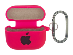 Чохол for AirPods 3 Logo силіконовий hot pink з мікрофіброю