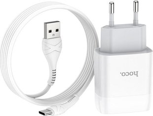 Сетевой блок питания HOCO C73A Glorious Type-C cable set 2USB 2.4A white