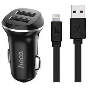 Автомобільний зарядний пристрій HOCO Z1 USB с кабелем iPhone 2.1A