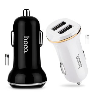 Автомобильное зарядное устройство HOCO Z1 USB с кабелем iPhone 2.1A