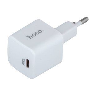 Мережевий зарядний пристрій Hoco N10 PD20W/3A 1m Type-C to Lightning white