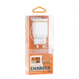 Сетевое зарядное устройство MOXOM KH-22 micro2.4A 2USB FC white