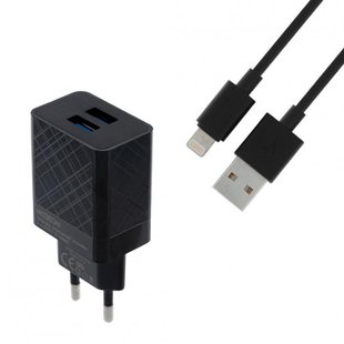 Сетевой блок питания MOXOM MX-HC22 2.4A 2usb lightning black