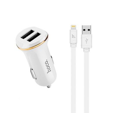 Автомобільний зарядний пристрій HOCO Z1 USB с кабелем iPhone 2.1A