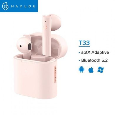 Bluetooth стерео гарнитура Haylou T33 pink