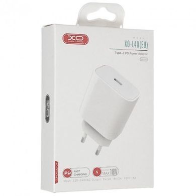 Мережевий зарядний пристрій XO L40(EU) PD18W Type-C white