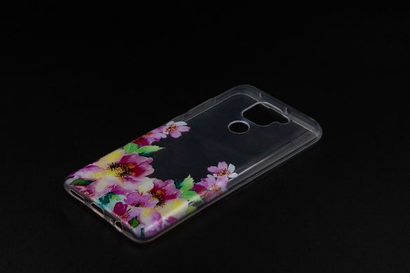 Силиконовый чехол MyPrint для Xiaomi Redmi Note 9 pink flowers (d)