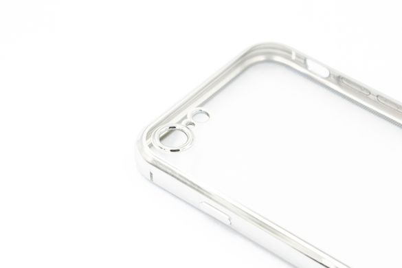 Силиконовый чехол Сlear для iPhone 7/8/SE silver Full Camera с глянцевой окантовкой