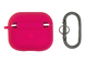 Чохол for AirPods 3 Logo силіконовий hot pink з мікрофіброю