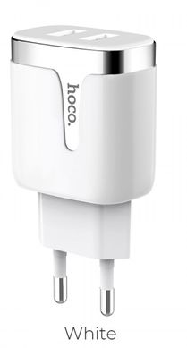 Сетевое зарядное устройство HOCO C64A Engraved 2.1A 2USB white