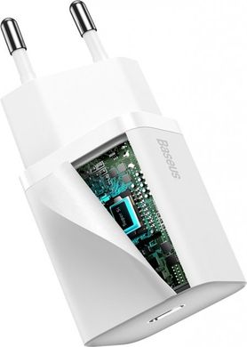 Мережевий зарядний пристрій Baseus CCSUP-B02 Super Silicone PD Charger 20W (1Type-C) white