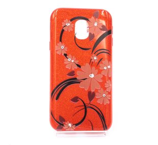 Силиконовый чехол Glitter Flowers для Samsung J330 red