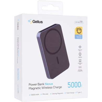 Power Bank с беспр. зарядкой Gelius Nexus GP-PBW100i 15W 5 000mAh Dark Blue