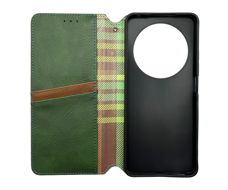 Чехол-книжка кожа WAVE Cubic Rubic для Xiaomi Redmi 14C 4G green