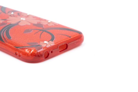 Силиконовый чехол Glitter Flowers для Samsung J330 red
