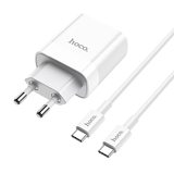 Мережевий зарядний пристрій Hoco C80A PD 20W+QC3.0 Type-C to Type-C white