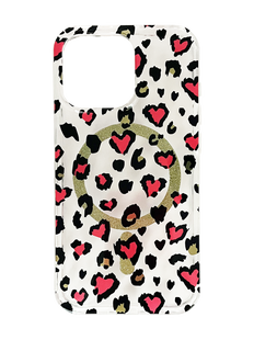 Чехол TPU Candy Leopard with MagSafe для iPhone 15 Pro pink