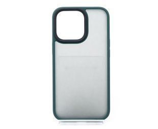Чохол Shadow Matte Metal buttons для iPhone 13 Pro black/green (PC+TPU)