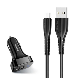 Автомобильное зарядное устройство Usams C13 2.1A 2usb + U35 Type-C cable 1m black