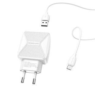 Мереживий зарядний пристрій Borofone BA45A Max Power Micro 2usb/2,4A/1m (EU) white