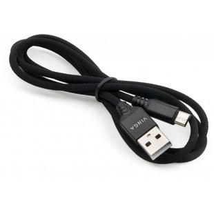 USB дата кабель Vinga USB 2.0 AM/micro 5P 1m Leather black(VCPDCMLS1BK)