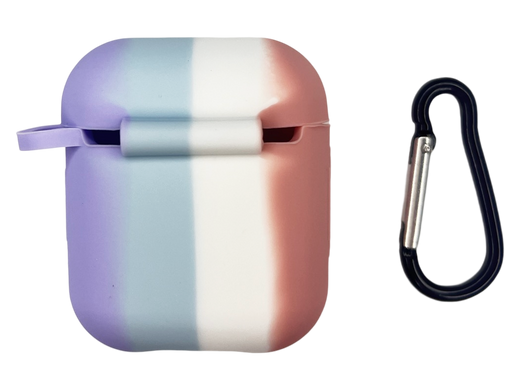 Чохол for AirPods 1/2 силіконовий Colorfull + карабін pink/lilac box