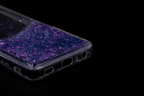 Накладка Liquid Hearts для Samsung A52 4G/A52 5G violet жидкие блестки