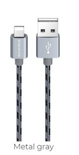 USB кабель Borofone BX24 Ring Current Lightning 2.4A/1m metal gray