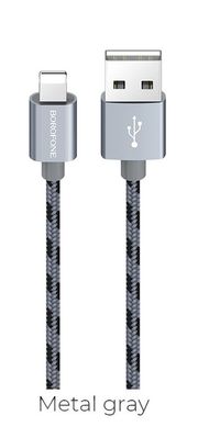 USB кабель Borofone BX24 Ring Current Lightning 2.4A/1m metal gray