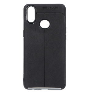 TPU чехол фактурный для Samsung A10S black имитация кожи